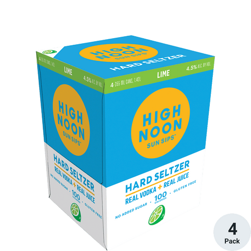 High Noon Hard Seltzer Lime 4pk-12oz Cans Front Bottle Label