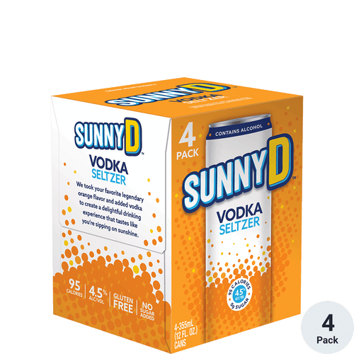 Sunny D Vodka Seltzer 4pk-12oz Cans Front Bottle Label