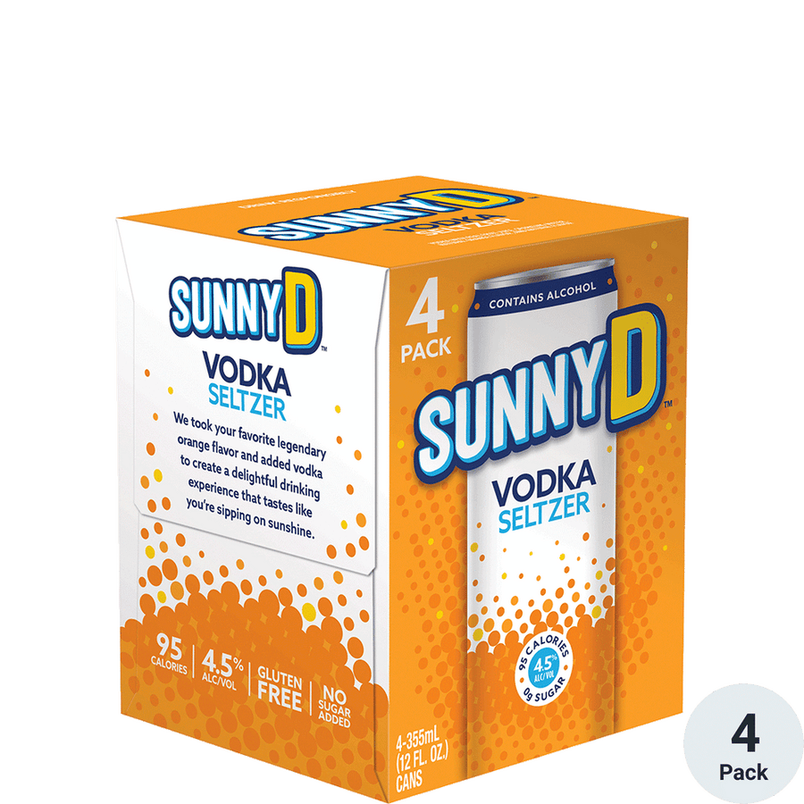Sunny D Vodka Seltzer 4pk-12oz Cans Front Bottle Label