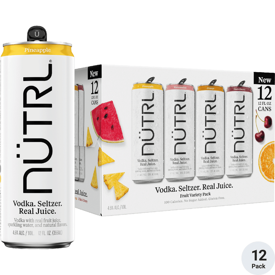 NUTRL Fruit Variety Pack 12pk-12oz Cans Front Bottle Label