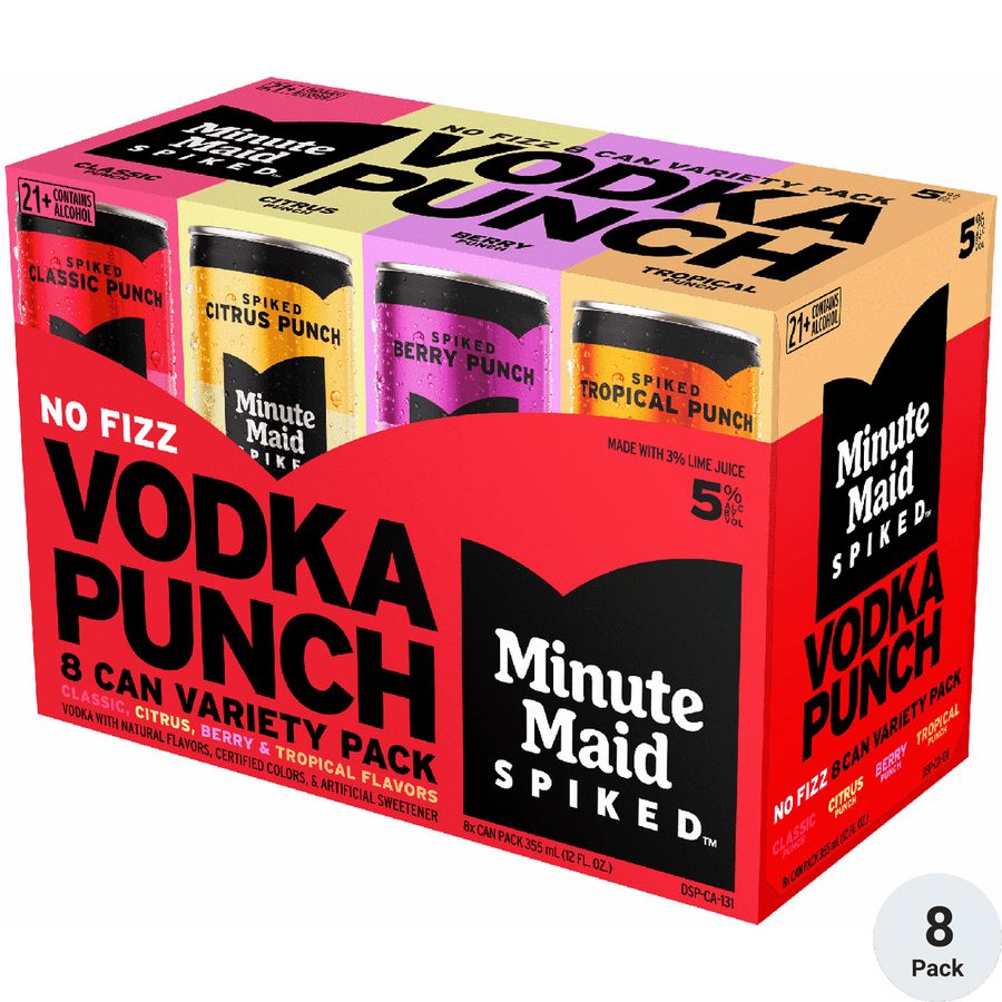 Minute Maid Spiked Vodka Punch Variety 8pk-12oz Cans Front Bottle Label