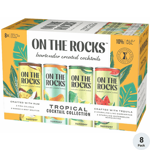 On The Rocks Tropical Cocktail Collection Variety Pack 8pk-12oz Cans Front Bottle Label