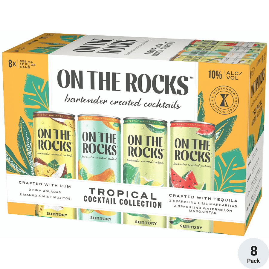 On The Rocks Tropical Cocktail Collection Variety Pack 8pk-12oz Cans Front Bottle Label