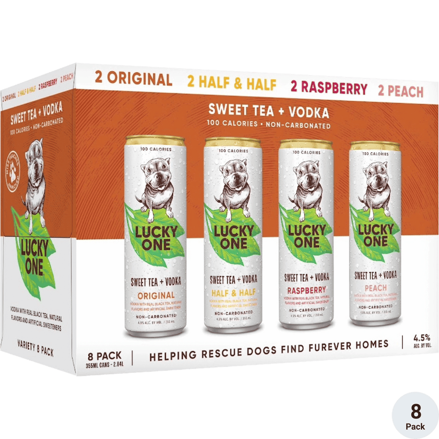 Lucky One Vodka Iced Tea Variety Pack 8pk-12oz Cans Front Bottle Label