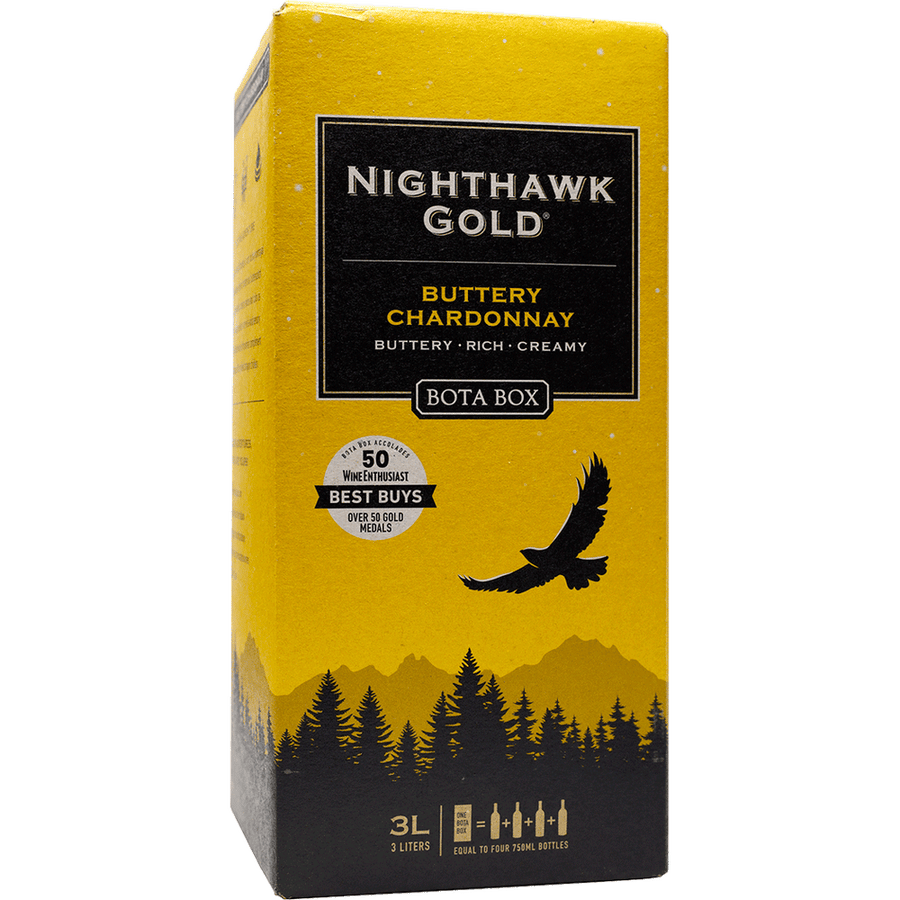 Bota Box Nighthawk Gold Buttery Chardonnay 3L Front Bottle Label