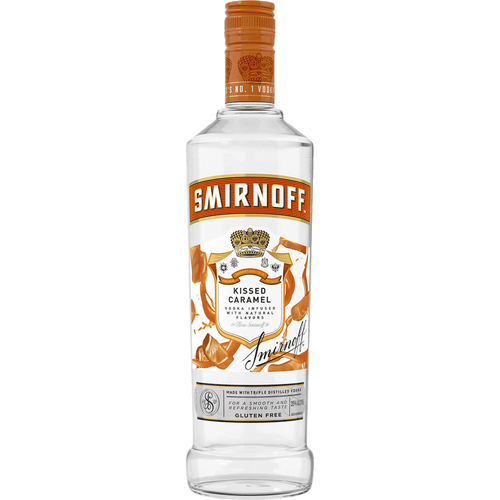 Smirnoff Kissed Caramel 750ML Front Bottle Label