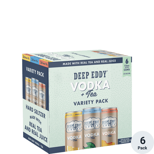 Deep Eddy Vodka + Tea Variety Pack 6pk-12oz Cans Front Bottle Label