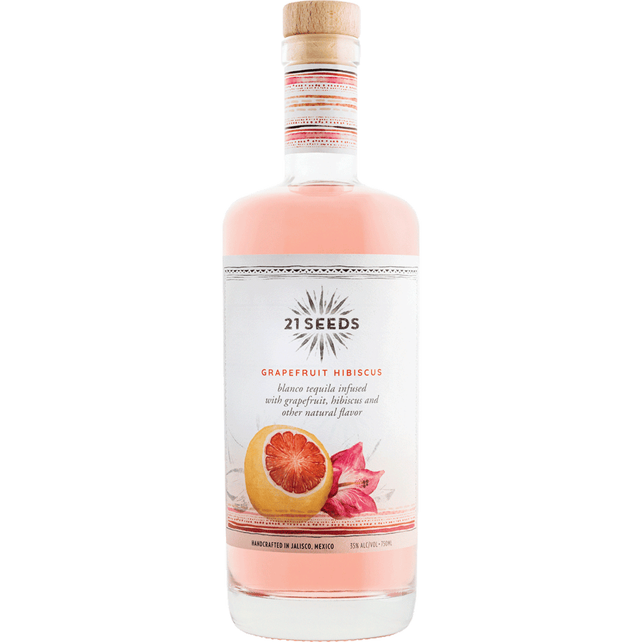 21 Seeds Tequila Grapefruit Hibiscus 750ML Front Bottle Label