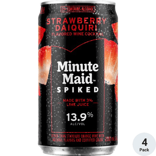 Minute Maid Spiked Strawberry Daiquiri 4pk-200ML Cans Front Bottle Label