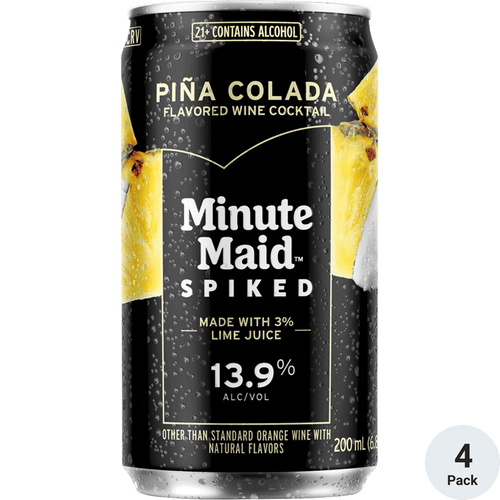 Minute Maid Spiked Pina Colada 4pk-200ML Cans Front Bottle Label