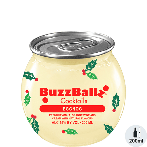 BuzzBallz Eggnog Cocktails 200ML Front Bottle Label
