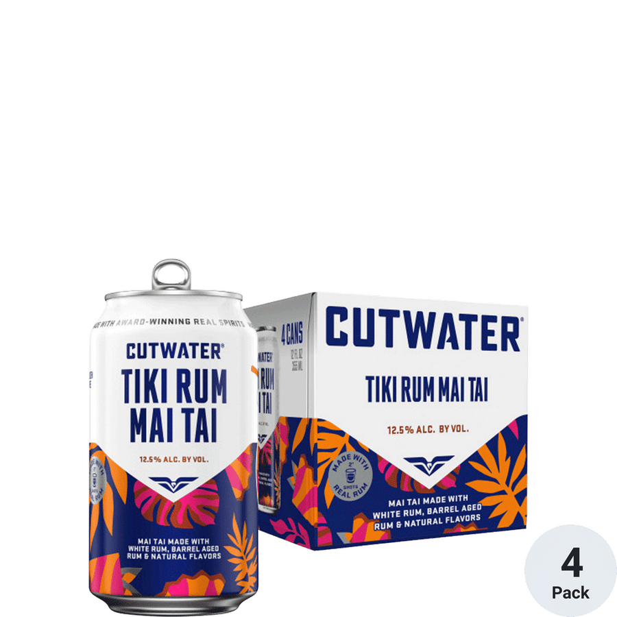 Cutwater Bali Hai Tiki Rum Punch 4pk-12oz Cans Front Bottle Label