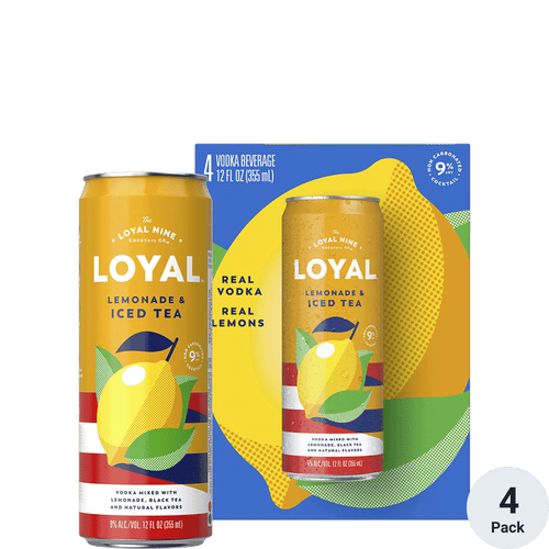 Loyal 9 Cocktails Lemonade + Iced Tea 4pk-12oz Cans Front Bottle Label