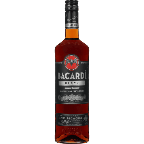 Bacardi Black Rum 750ML Front Bottle Label