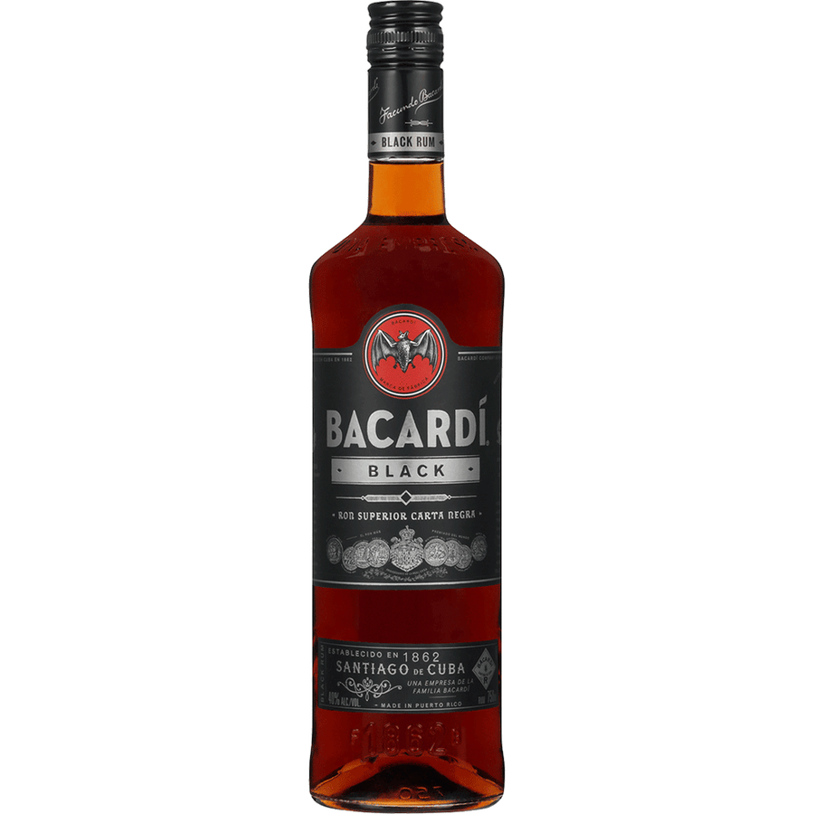 Bacardi Black Rum 750ML Front Bottle Label