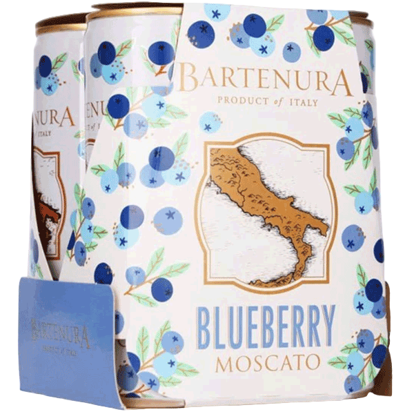 Bartenura Blueberry Moscato 4pk-250ML Cans Front Bottle Label