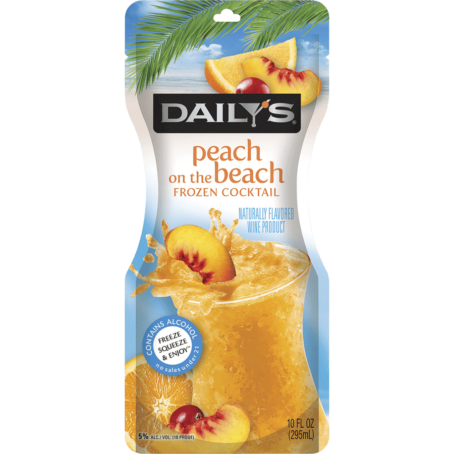 Dailys Pouches Peach on the Beach 10Oz Front Bottle Label