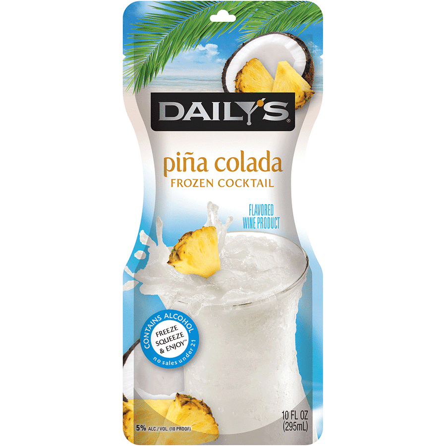 Dailys Pouches Pina Colada 10Oz Front Bottle Label