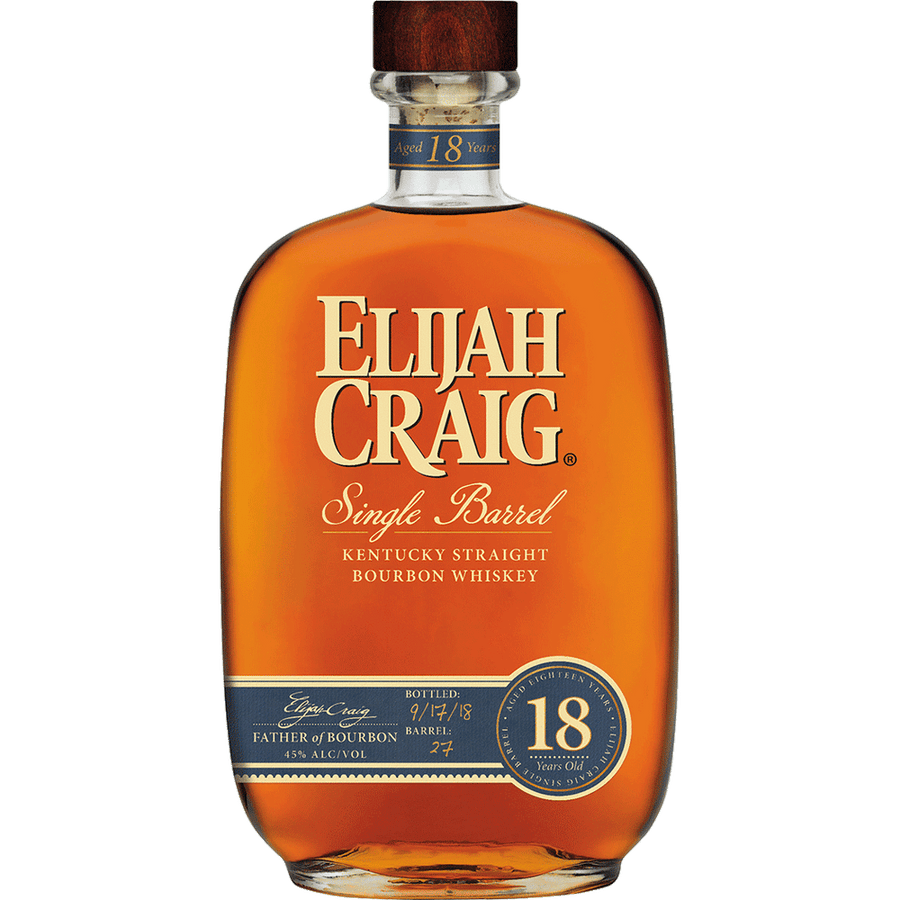 Elijah Craig 18 Year 750ML Front Bottle Label