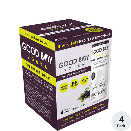 Good Boy Blackberry Iced Tea and Lemonade 4pk-12oz Cans Front Bottle Label