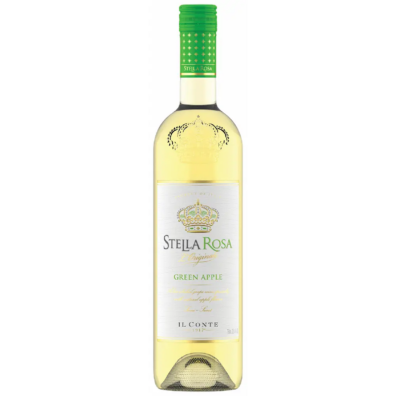 Stella Rosa Green Apple Italian wine bottle with vibrant green label and design