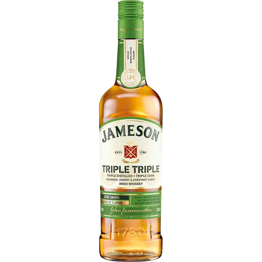 Jameson Triple Triple Irish Whiskey 750ML Front Bottle Label