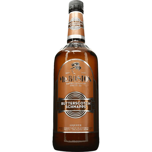 Mr Boston Butterscotch Schnapps 1L Front Bottle Label