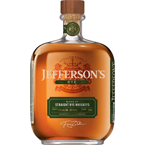 Jefferson's Straight Rye 750ML Front Bottle Label