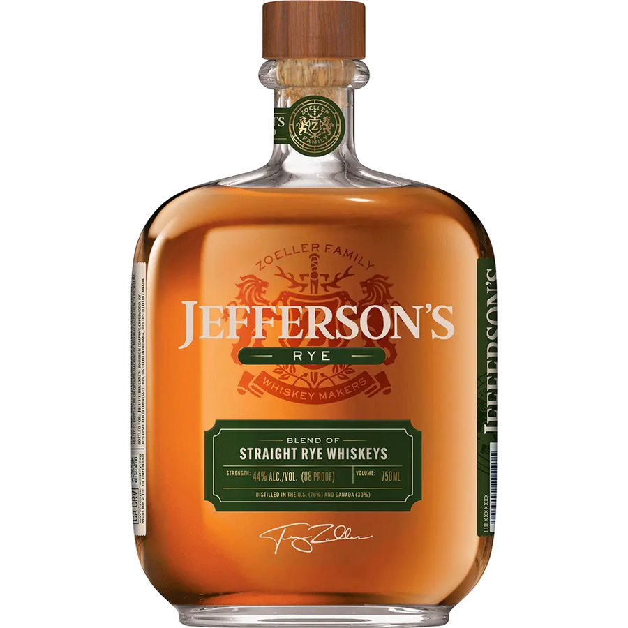 Jefferson's Straight Rye 750ML Front Bottle Label