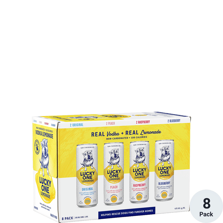 Lucky One Vodka Lemonade 8 Pack 8pk-12oz Cans Front Bottle Label