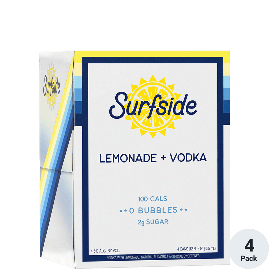 Surfside Vodka Lemonade 4pk-12oz Cans Front Bottle Label
