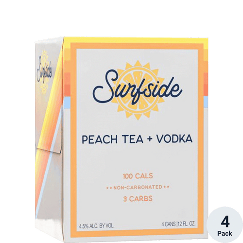 Surfside Vodka Peach Tea 4pk-12oz Cans Front Bottle Label