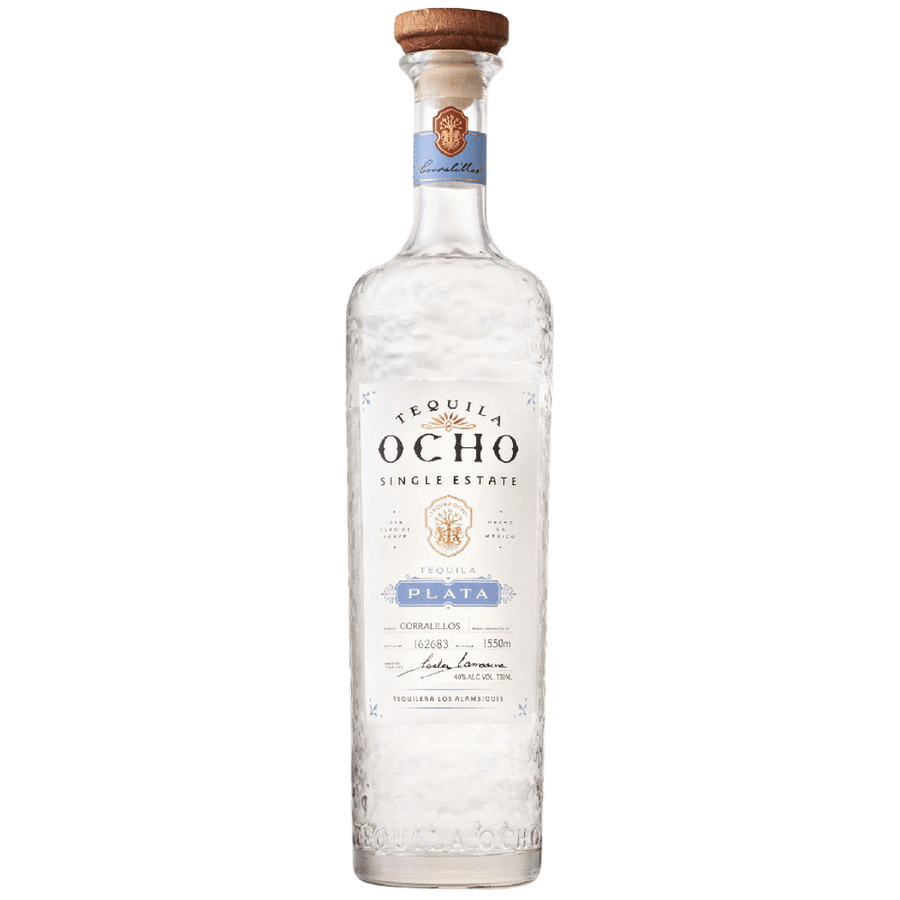 Tequila Ocho Plata 750ML Front Bottle Label