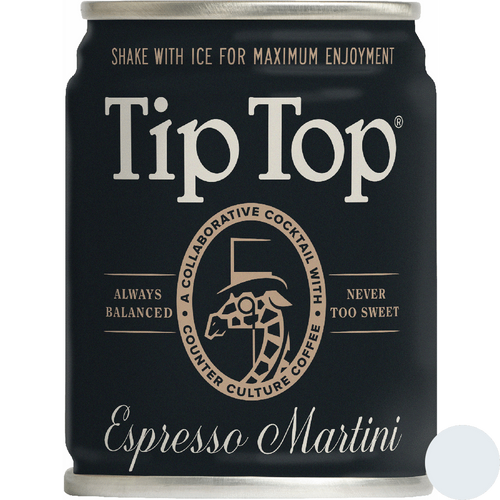 Tip Top Espresso Martini 100ML Front Bottle Label
