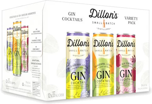 Dillon's Gin Cocktail Variety Pack 8pk-12oz Cans Front Bottle Label